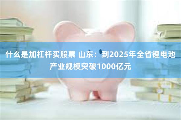 什么是加杠杆买股票 山东：到2025年全省锂电池产业规模突破1000亿元